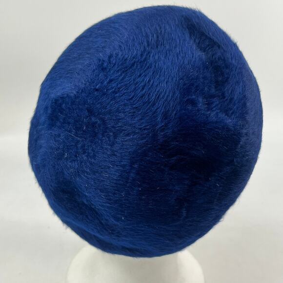 Vintage Melusine Sonderklasse Cobalt Blue Fuzzy Angora Blend Beret Hat Mod Style main image 4